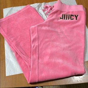 Juicy Couture pink velour wide leg pants Y2K